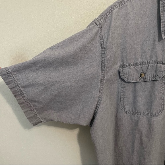 Vintage Wrangler Shirt Mens 2XL Grey Short Sleeve Button Up Cotton Workwear - Picture 6 of 11